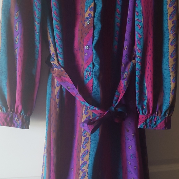 Vintage 1980's Schrader Sport Shirt Dress Sz 10 - Picture 3 of 8